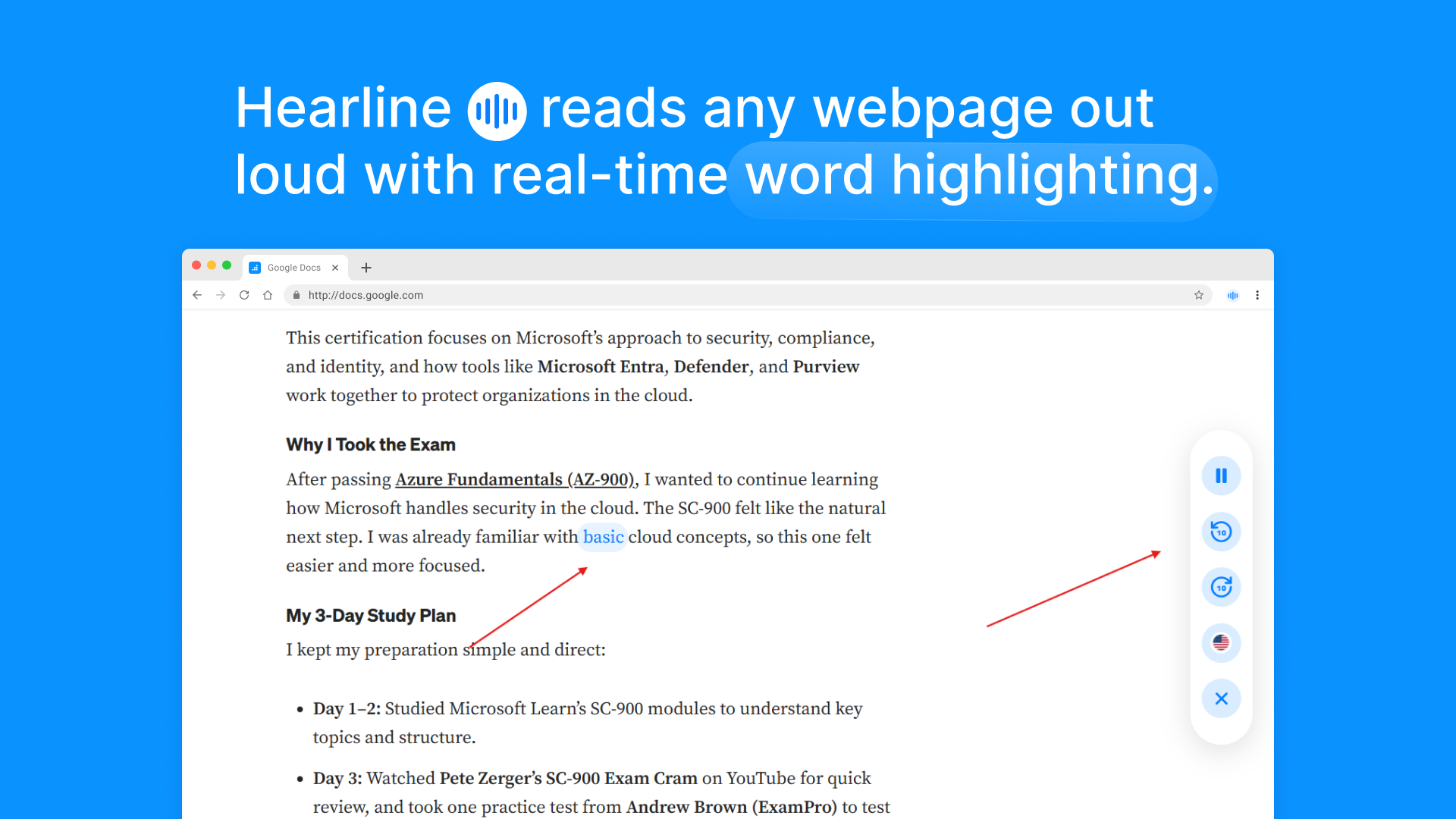 Hearline Chrome Extension in action